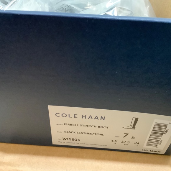 COLE HAAN Isabell Women's Stretch Black Leather Knee High Riding Boots 7 - Picture 3 of 6